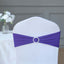 5 Pack Stretch Spandex Chair Sashes Purple - Reusable Chair Bands with Silver Diamond Ring Slide Buckle 5"x14"