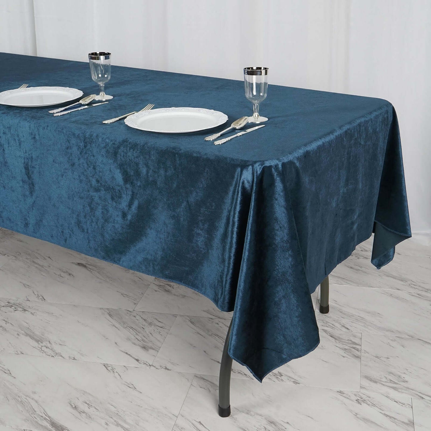 Premium Velvet 60"x102" Rectangle Tablecloth Navy Blue - Reusable & Soft Table Cover