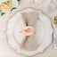 4 Pack Blush Artificial Rose Flower Wooden Napkin Holders, Farmhouse Country Floral Napkin Rings - 4"