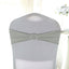 5 Pack Stretch Spandex Chair Sashes Silver - Reusable Chair Bands with Silver Diamond Ring Slide Buckle 5"x14"