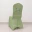 Spandex Chair Cover with Silver Rhinestone Buckled Sash Band Sage Green - Stretch Fitted Slipcover