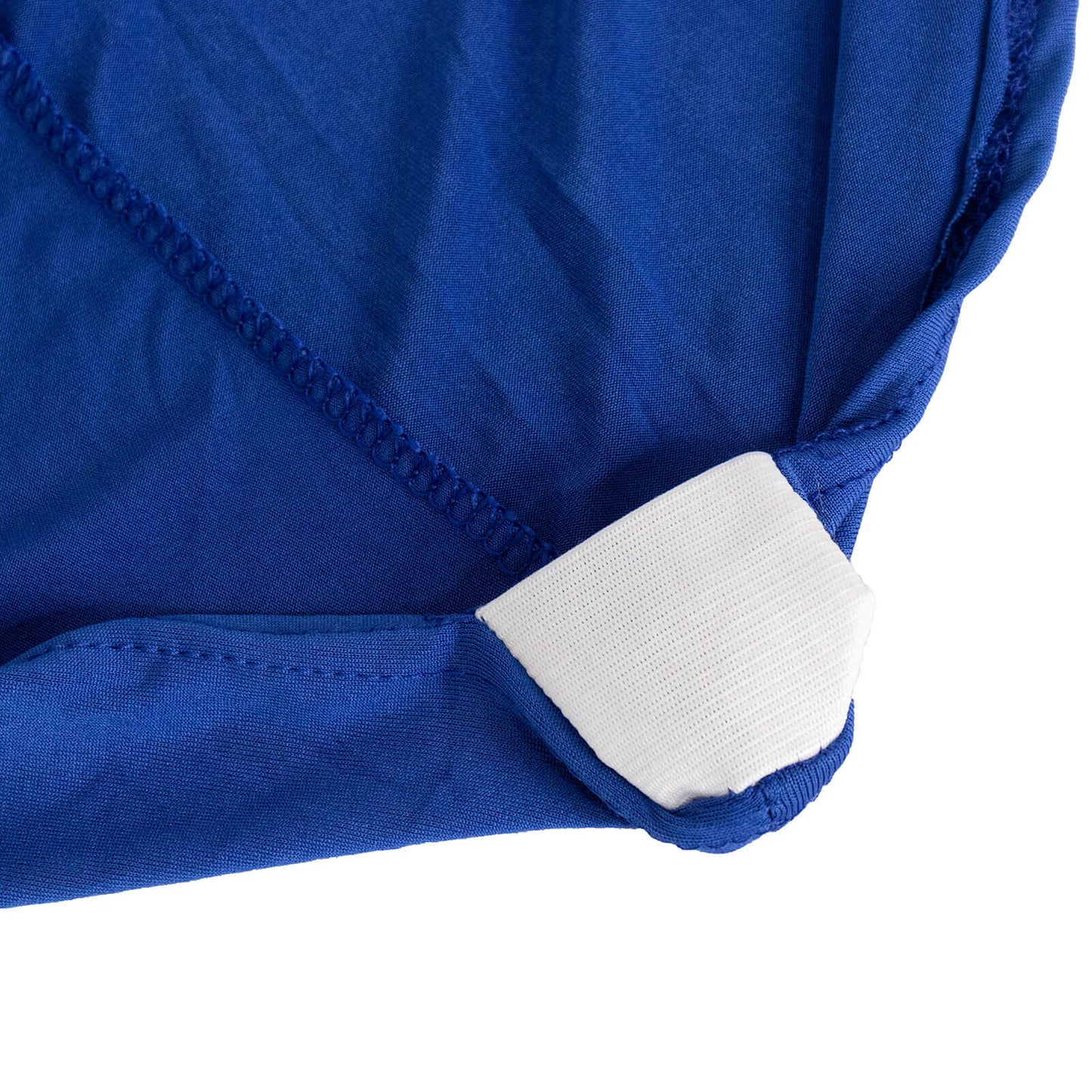 Spandex Chair Cover with Silver Rhinestone Buckled Sash Band Royal Blue - Stretch Fitted Slipcover