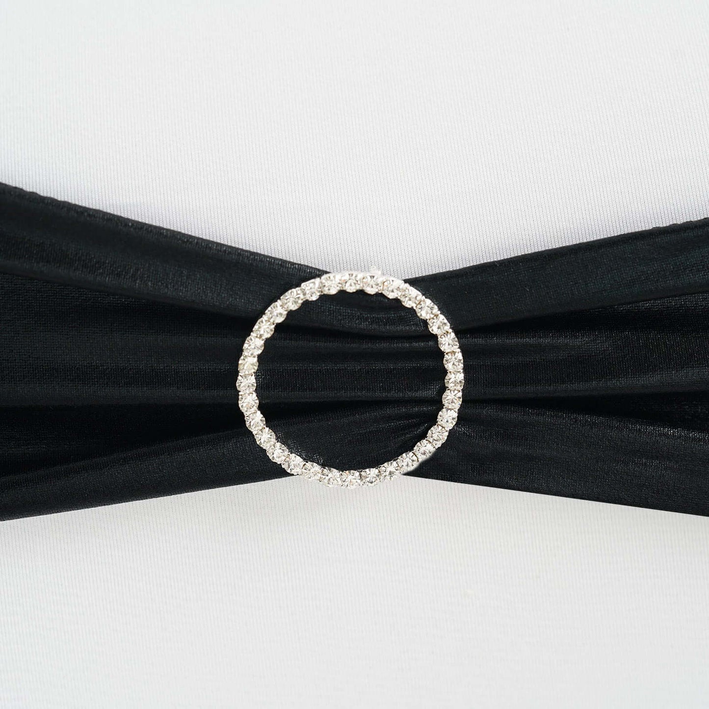 Rhinestone Chair Sash Band Buckle Silver 2" Circle Metal - Glittering Diamond Bow Pin for Chair Sashes & Wedding Decor