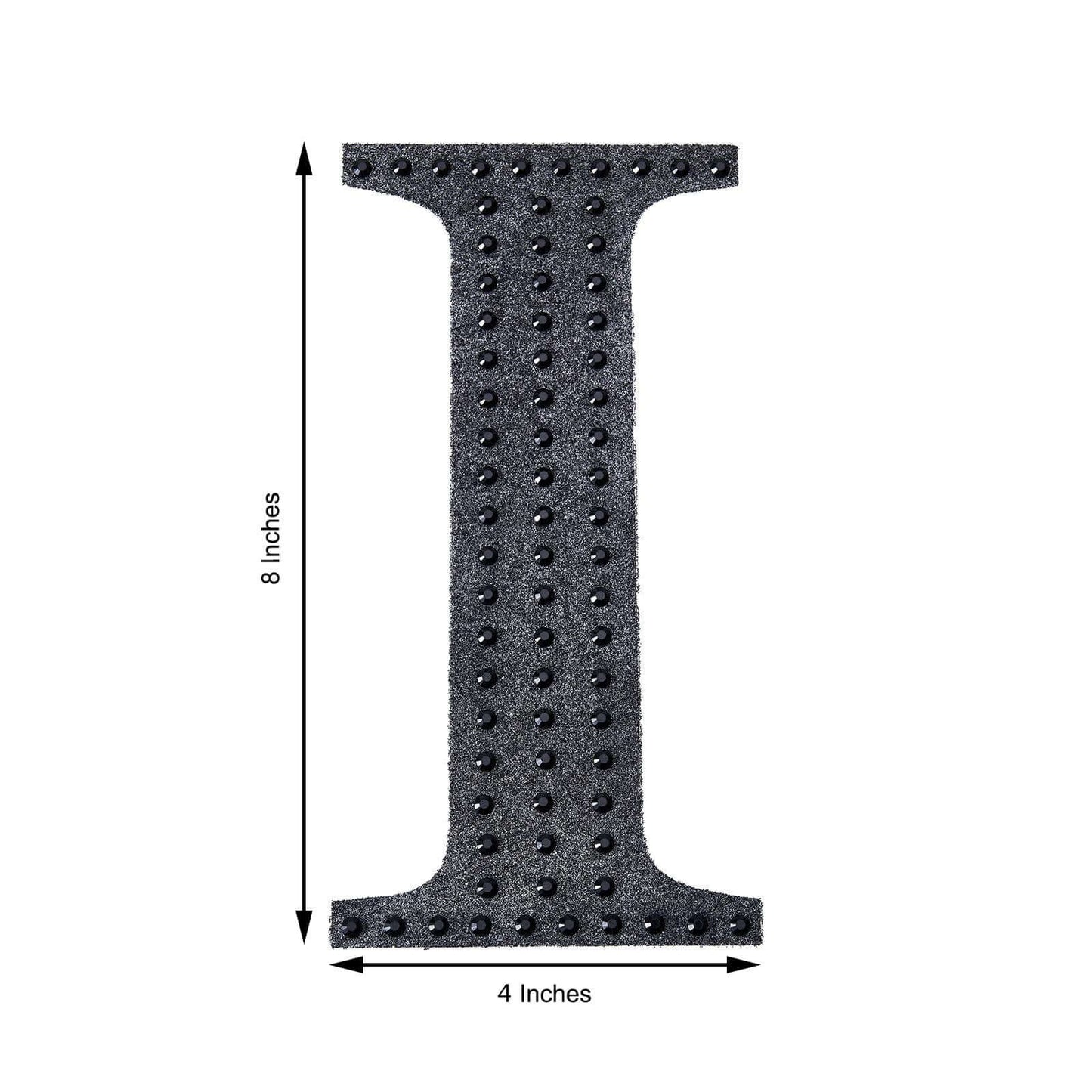 Decorative Rhinestone Alphabet "I" Letter Stickers, Glitter Adhesive Craft Letters Black DIY Sparkle Embellishments 8"