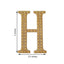 Decorative Rhinestone Alphabet "H" Letter Stickers, Glitter Adhesive Craft Letters Gold DIY Sparkle Embellishments 4"