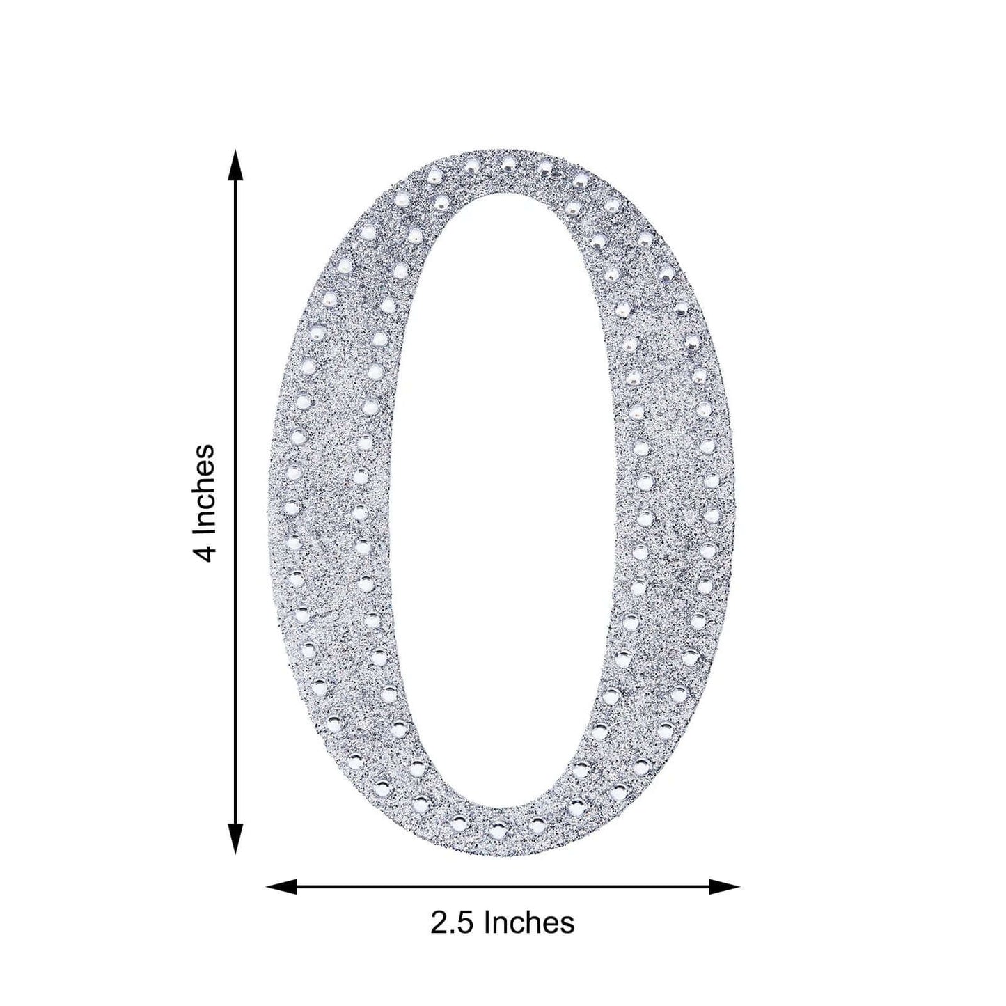 Decorative Rhinestone Alphabet "O" Letter Stickers, Glitter Adhesive Craft Letters Silver DIY Sparkle Embellishments 4"