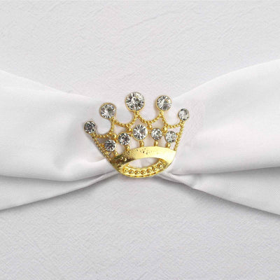 Rhinestone Metal Crown Sash Band Buckle Gold - Glittering Tiara Accent for Weddings & Special Occasions 2’’