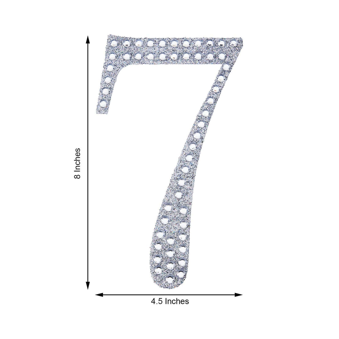 Decorative Rhinestone Number "7" Stickers, Glitter Adhesive Craft Numbers Silver DIY Sparkle Embellishments 8"