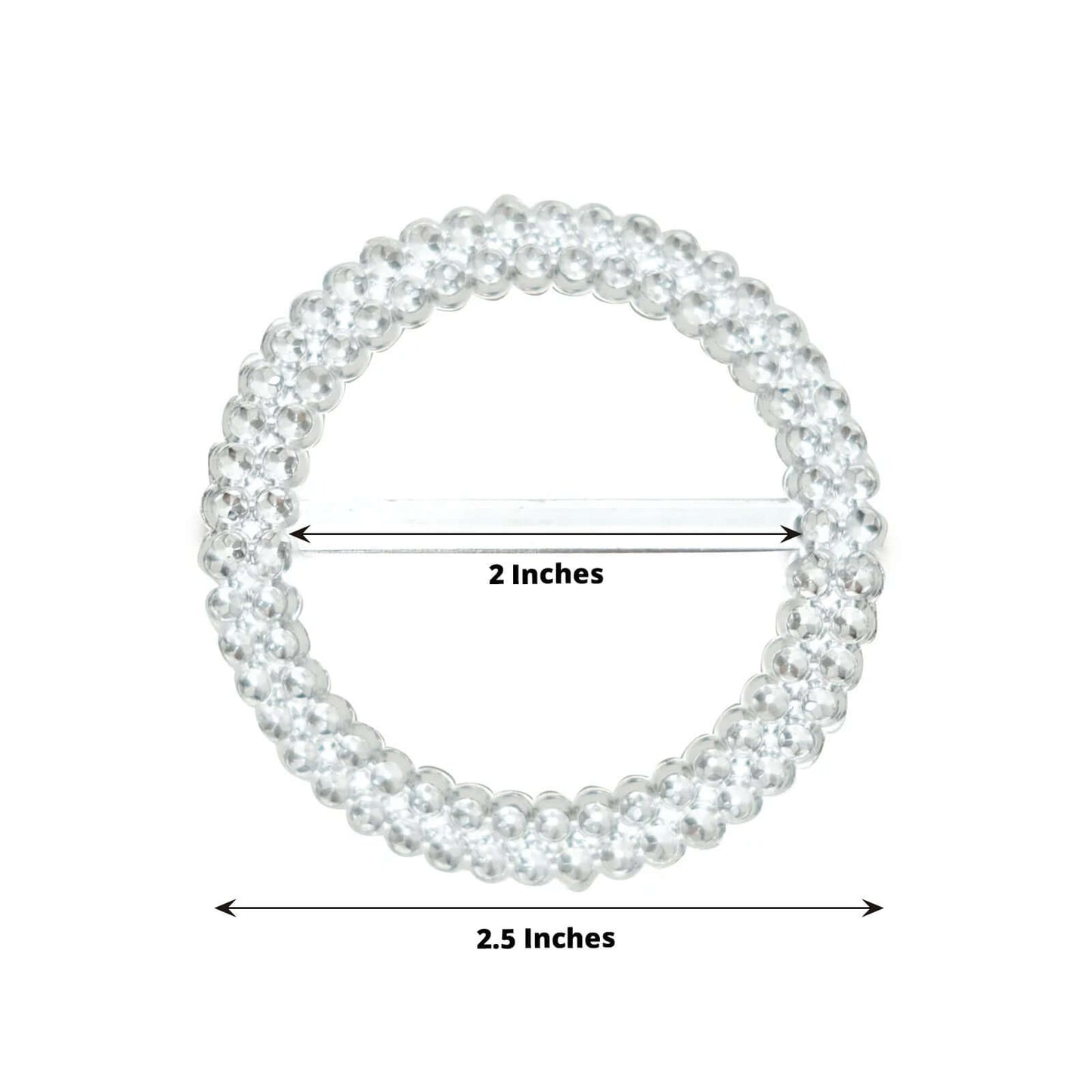 20 Pack Diamond Round Chair Sash Band Buckle Pins Silver - Timeless Rhinestone Napkin Rings 2.5"