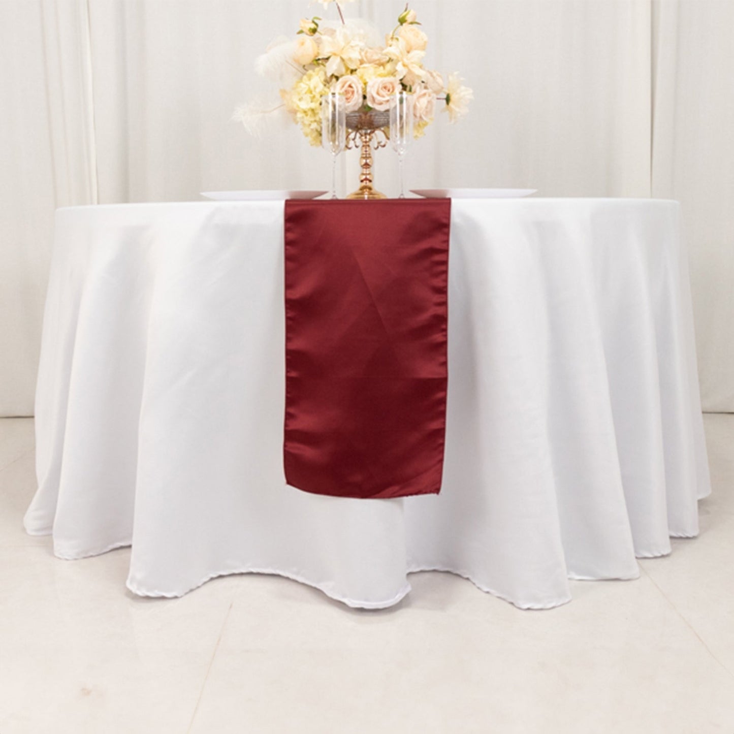 Lamour Satin 12"x108" Table Runner Burgundy - Smooth & Lustrous Finish