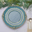 6-Pack Acrylic Round Charger Plates 13" in Peacock Teal with Gold Embossed Baroque Rim, Antique Decorative Dinner Party Charger Tableware