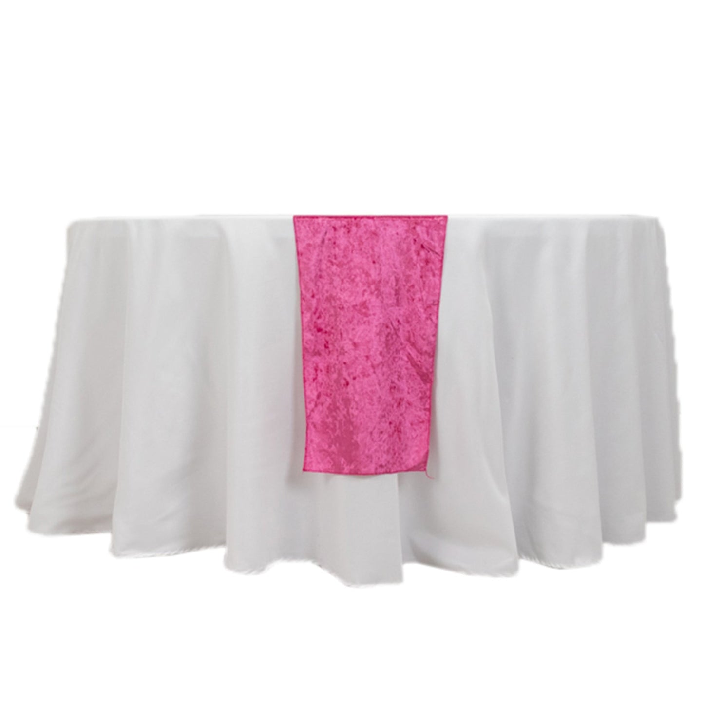 Premium Crushed Velvet 12"x108" Table Runner Fuchsia - Soft & Wrinkle-Resistant Table Linen