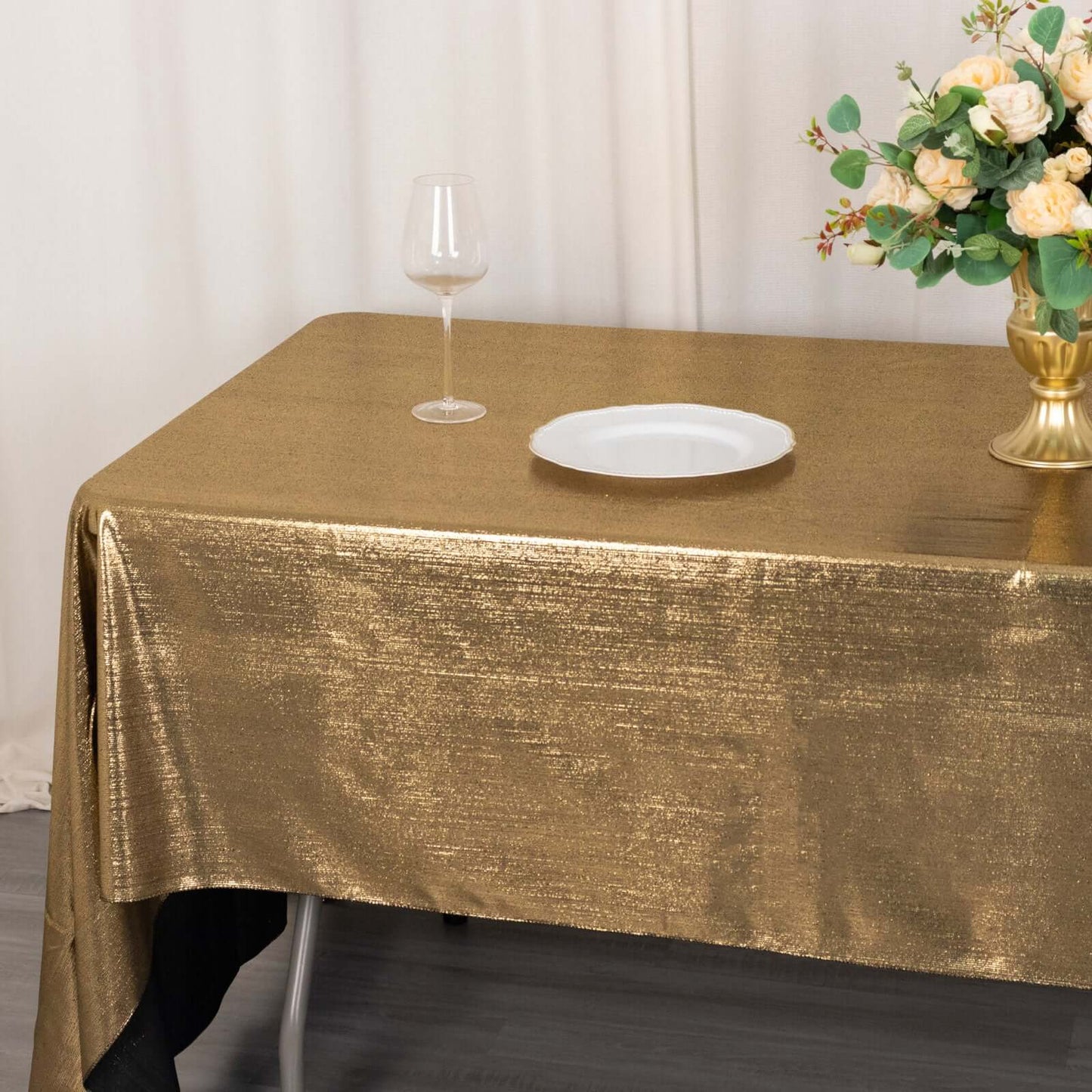 Sequin Dots Polyester 60"x126" Rectangle Tablecloth Shimmering Antique Gold - Wrinkle Free & Sparkling Table Cover