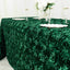 Satin 90"x132" Rectangle Tablecloth Hunter Emerald Green - Grandiose 3D Rosette Seamless Table Cover