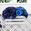 12" Navy Blue Artificial Velvet-Like Fabric Rose Flower Bouquet Bush