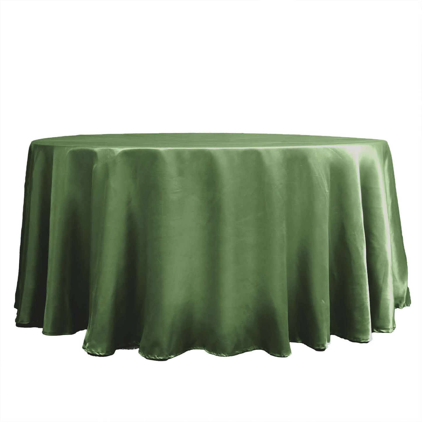 Satin 120" Round Tablecloth Olive Green - Stylish Seamless Table Cover