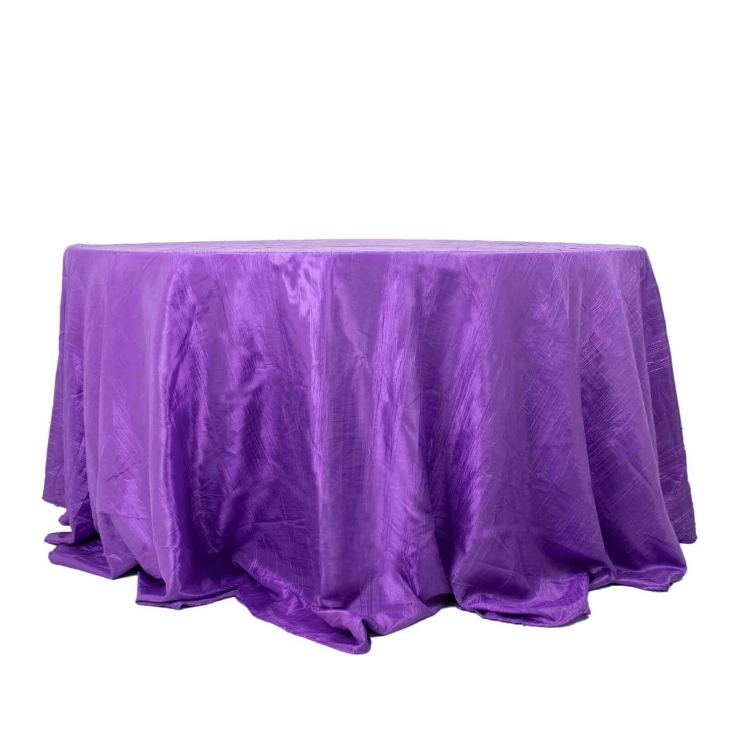 Taffeta 132" Round Tablecloth Purple - Seamless Accordion Crinkle Table Cover