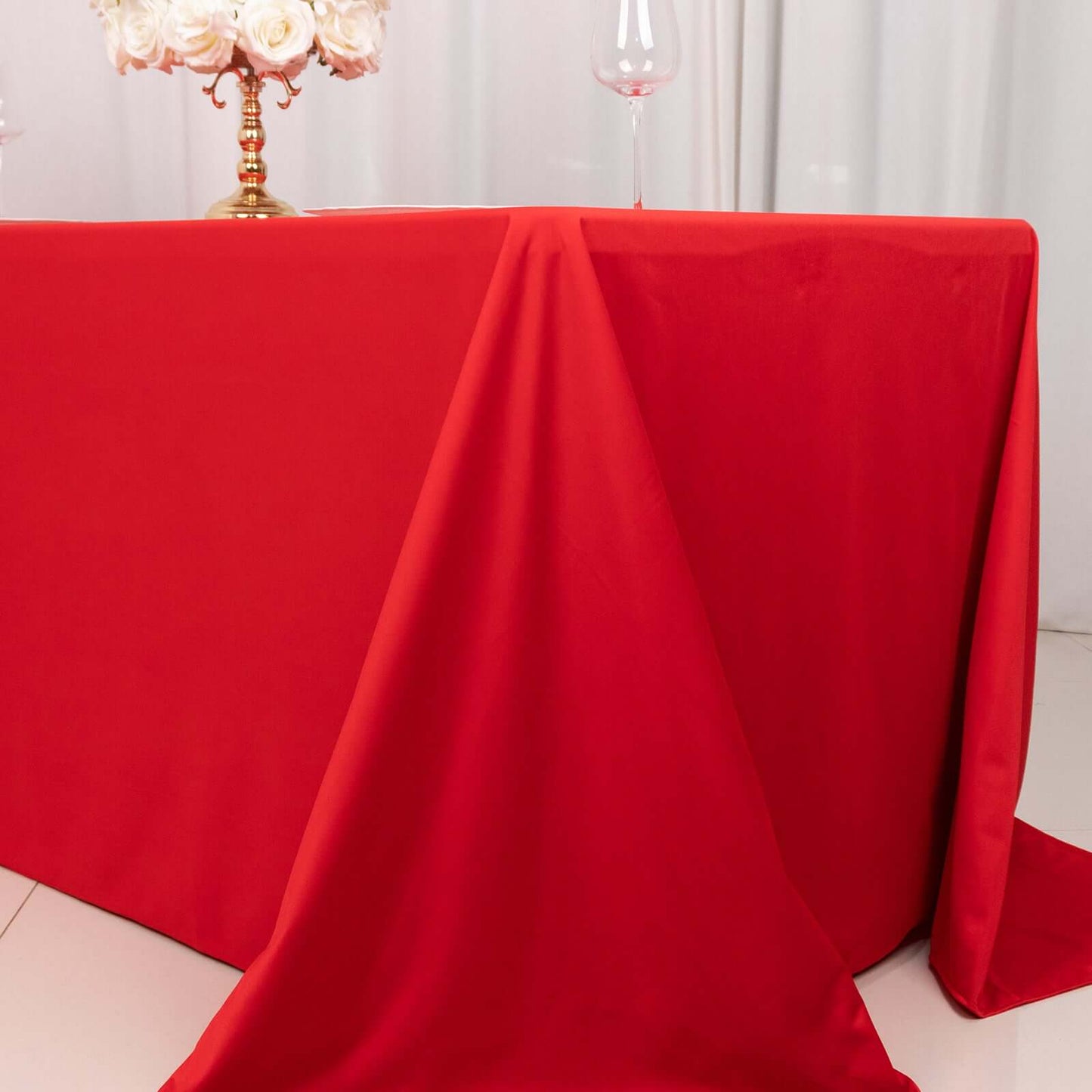 Scuba Rectangular 90"x132" Tablecloth Red - Wrinkle Free, Stain Resistant & Seamless Table Cover