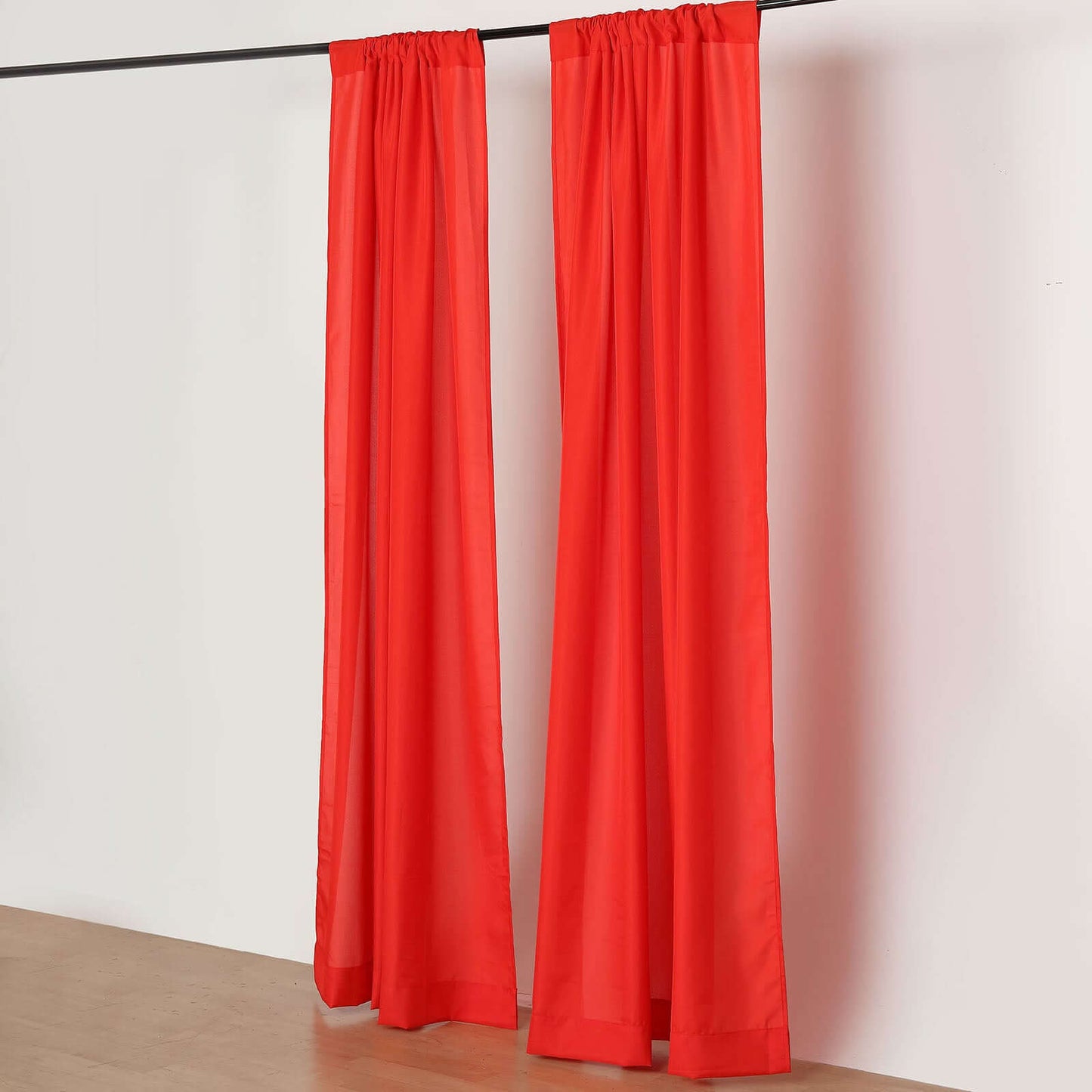 2 Pack Red Polyester Event Curtain Drapes, 10ftx8ft Backdrop Event Panels With Rod Pockets 130 GSM