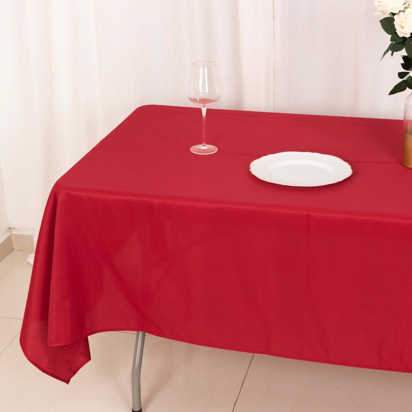 Polyester 60"x102" Rectangle Tablecloth Wine - Durable and Stylish Table Cover