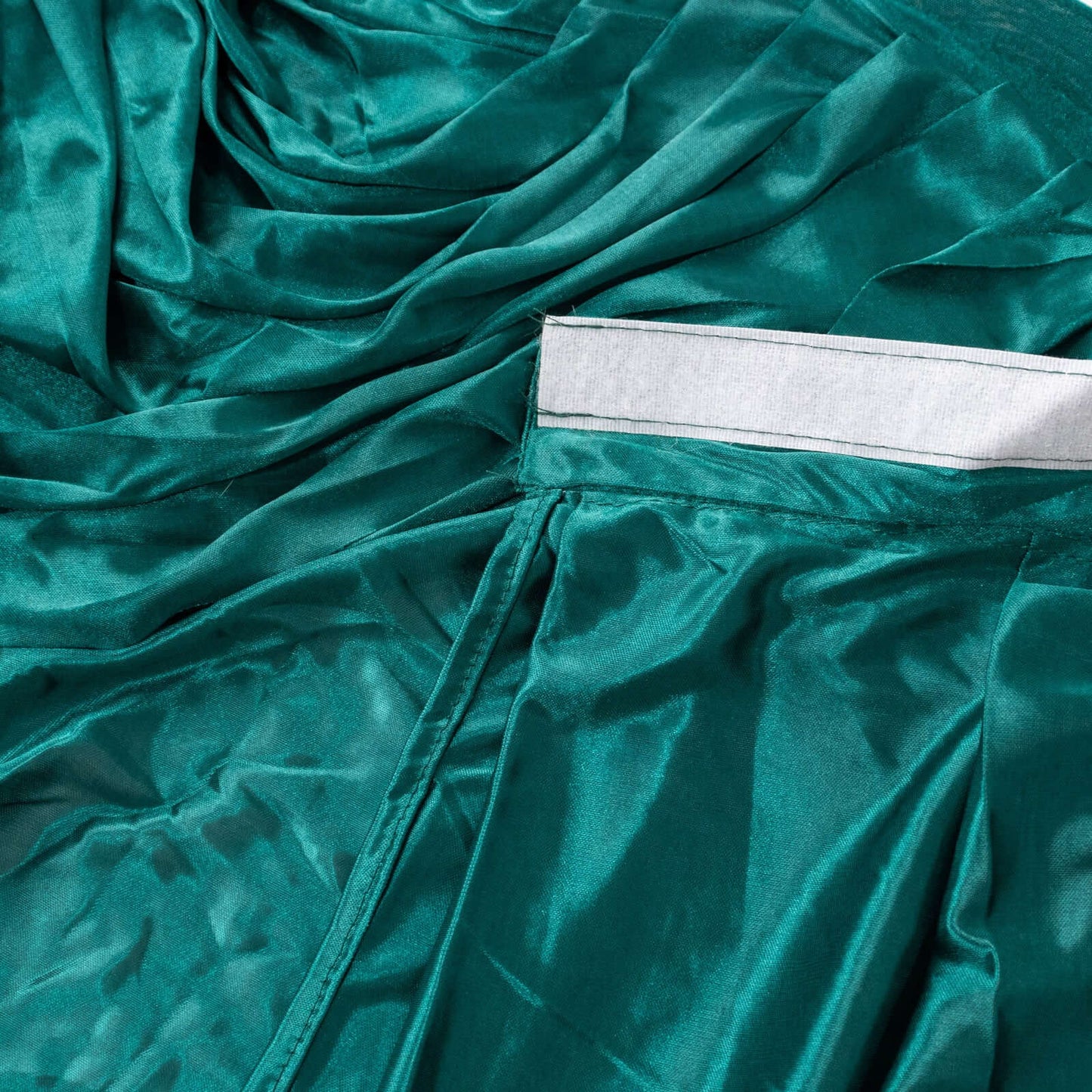 Satin 14ft Table Skirt Peacock Teal - Pleated Double Drape Table Cover