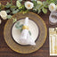 6-Pack Acrylic Round Charger Plates 13" in Clear with Gold Hammered Rim, Decorative Plastic Charger Tableware