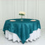 Taffeta 90"x90" Table Overlay Square Tablecloth Peacock Teal - Accordion Crinkle Table Cover