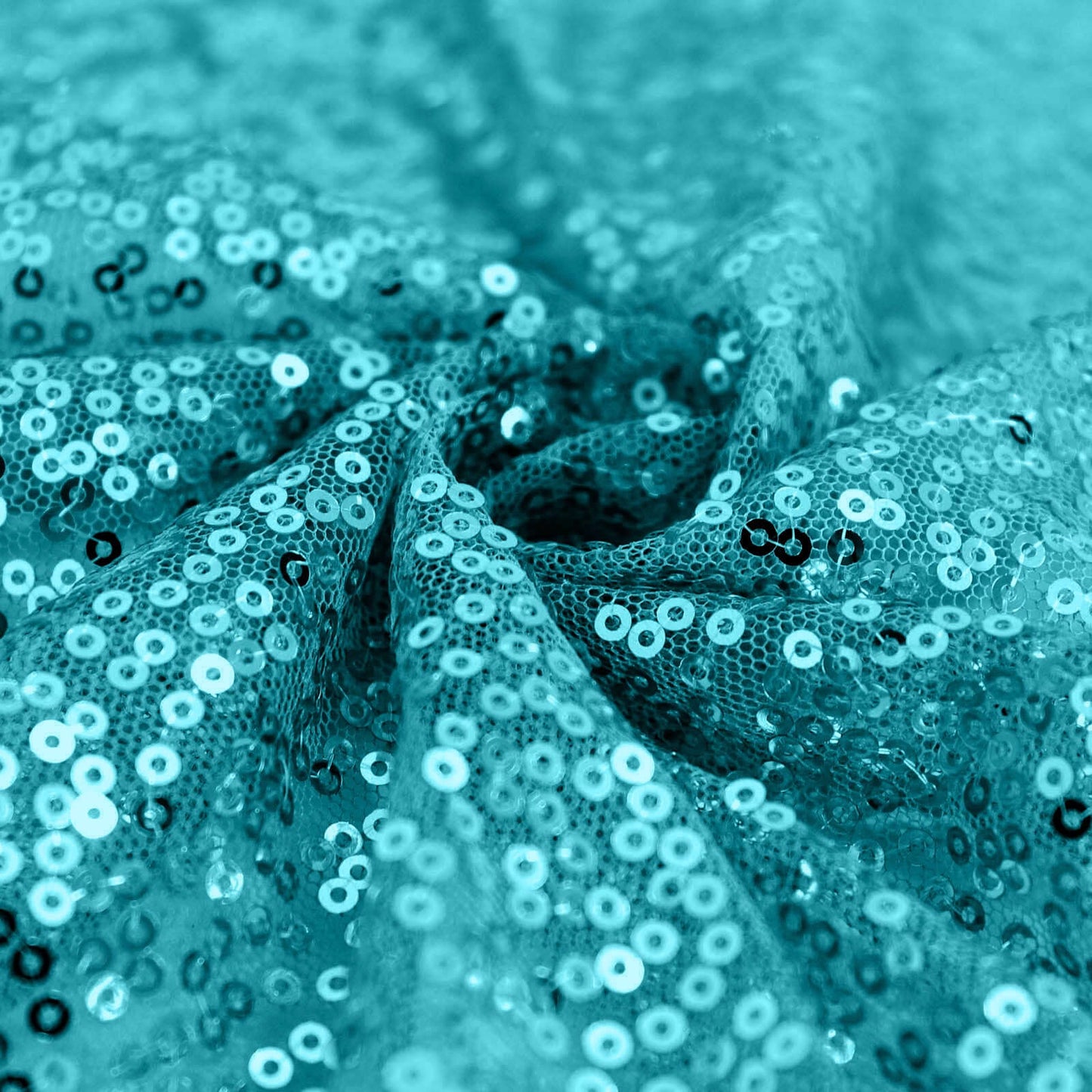 Sequin 120" Round Tablecloth Turquoise - Seamless Glittering Table Cover