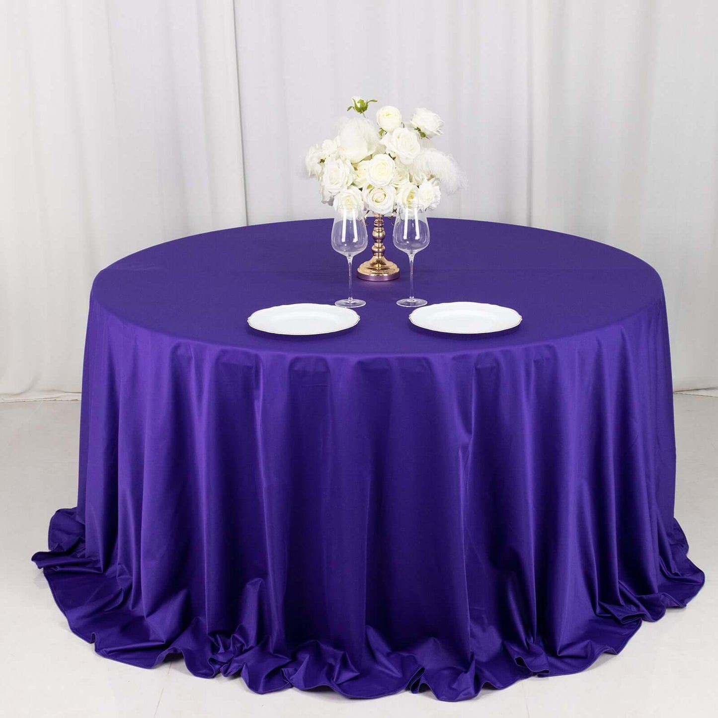 Scuba Round 132" Tablecloth Purple - Wrinkle Free & Stain Resistant Seamless Table Cover