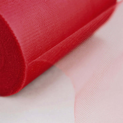6"x100 Yards Red Tulle Fabric Bolt, Sheer Fabric Spool Roll For Crafts