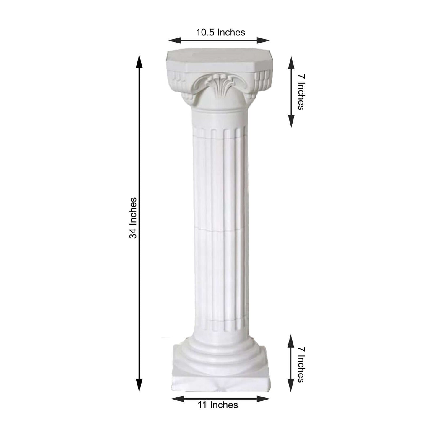 4 Pack 34" White Height Adjustable Empirical Roman Inspired Pedestal Column Plant Stand - PVC