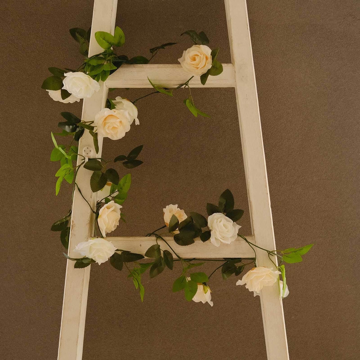 2 Pack 7ft Cream Ivory Artificial Silk Flower Garland Mini Rose Vines with 26 Flower Heads