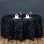 Satin 120" Round Tablecloth Black - Grandiose 3D Rosette with Seamless Finish Table Cover