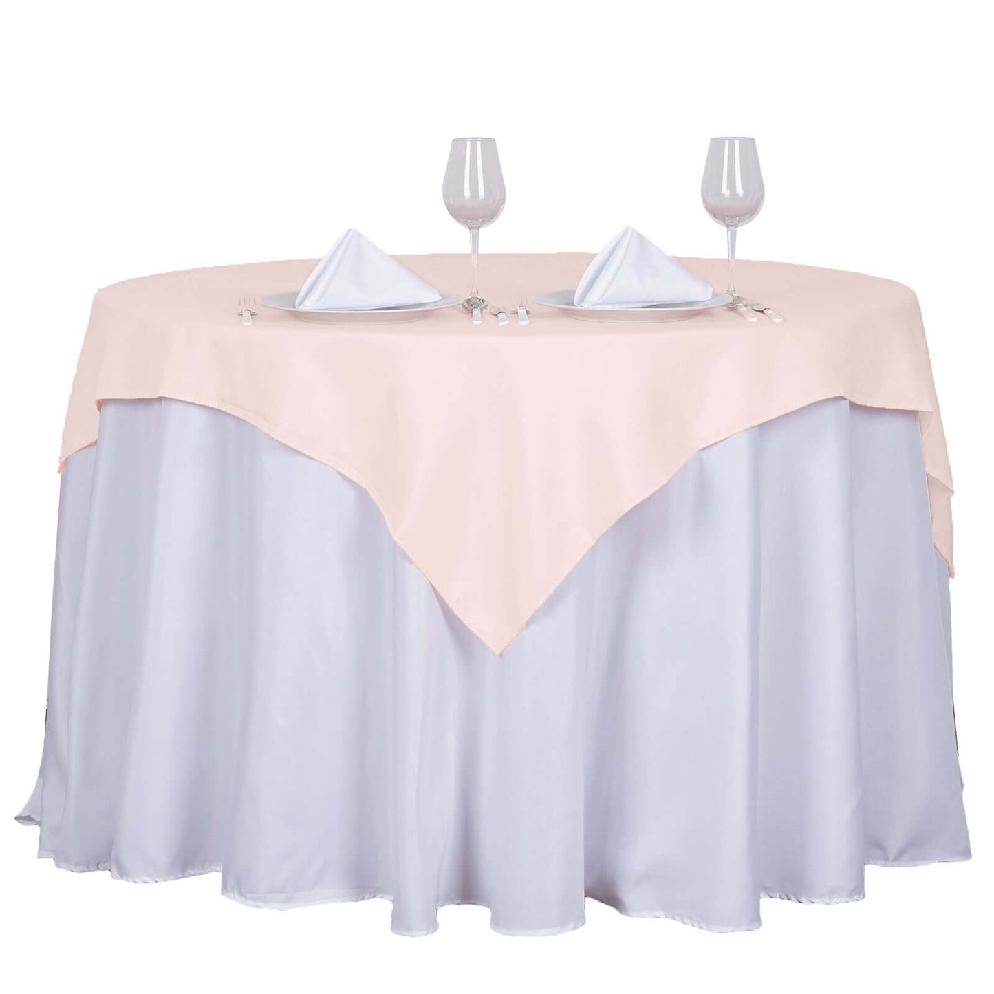 Polyester 54"x54" Table Overlay Square Tablecloth Blush - Wrinkle-Resistant & Durable Table Cover