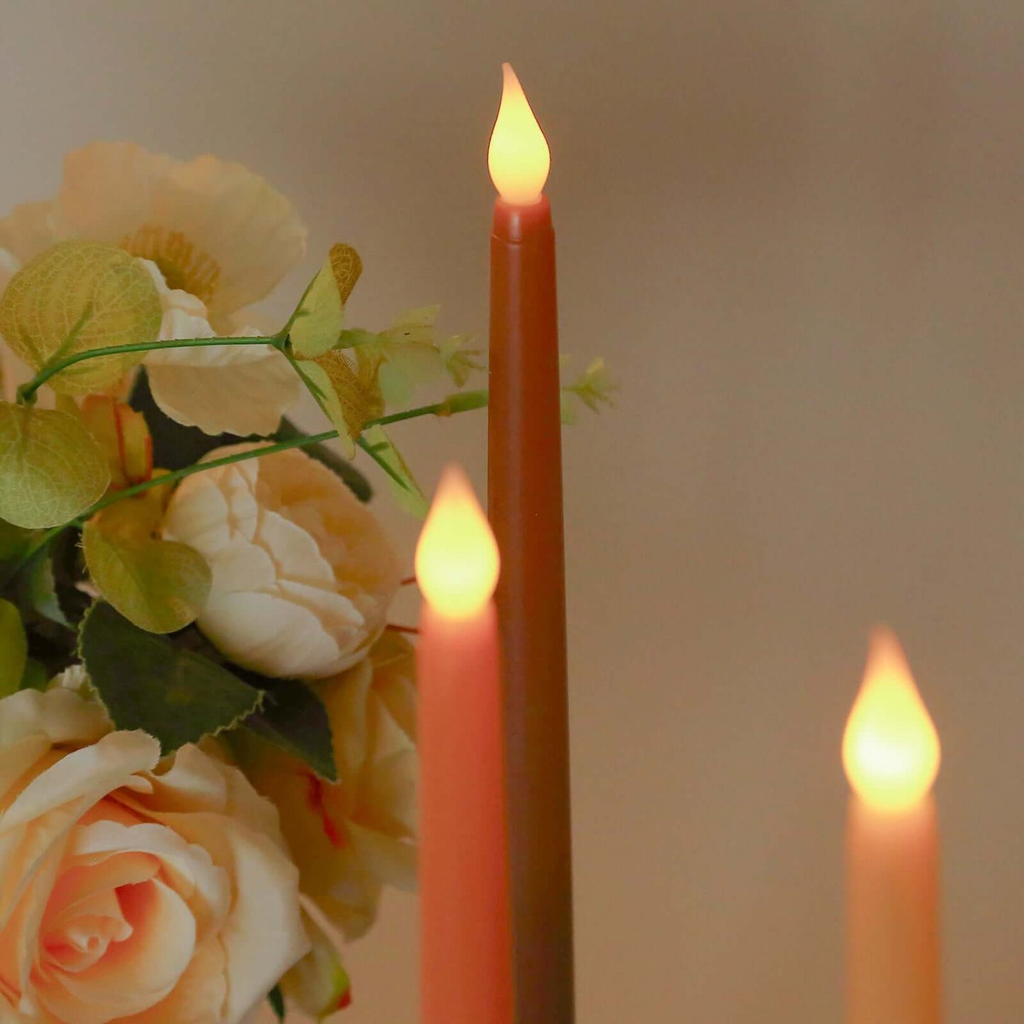 8-Pack LED Flickering Lighting Mixed Pink - Flameless Battery Operated Taper Candles 11"