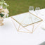Metal Cake Stand Geometric Pedestal Riser Design Gold with Square Glass Top - Display Centerpiece 12"