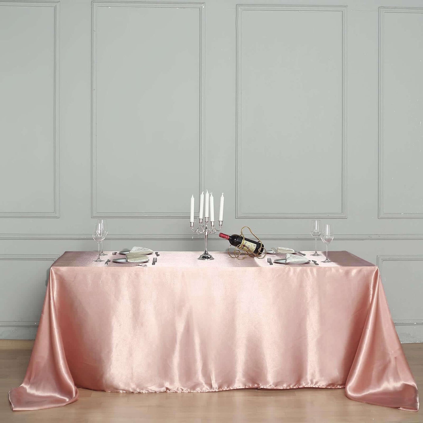 Satin Rectangular 90"x156" Tablecloth Dusty Rose - Seamless Table Cover