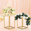 2-Pack Wedding Flower Stand Gold Metal Geometric Column Frame Rectangular - Versatile Floral Pedestal for Sophisticated Arrangements 12"