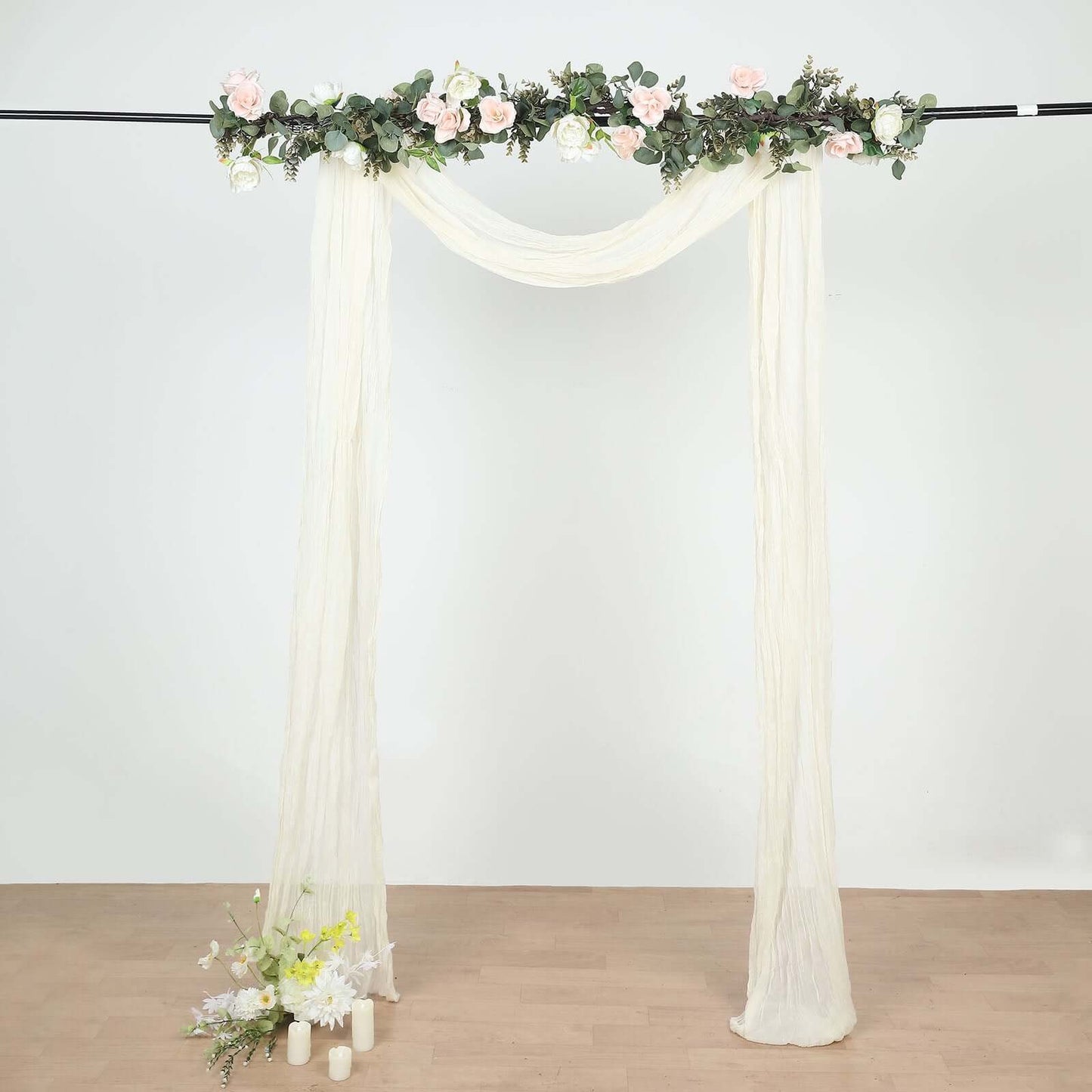 20ft Ivory Gauze Cheesecloth Fabric Wedding Arch Drapery, Window Scarf Valance, Boho Decor Arbor Curtain Panel