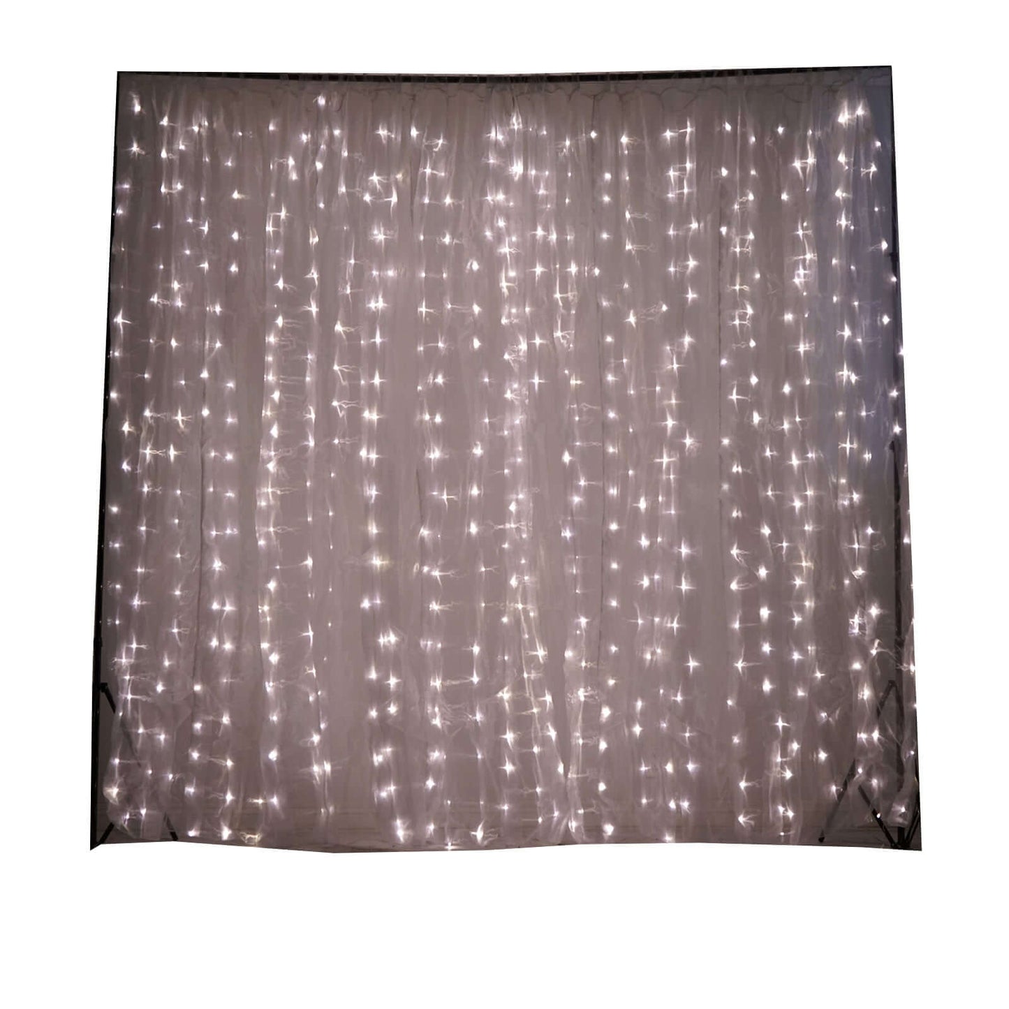 20ftx10ft White Sheer Organza w Warm LED Lights Decorative Curtain Panel