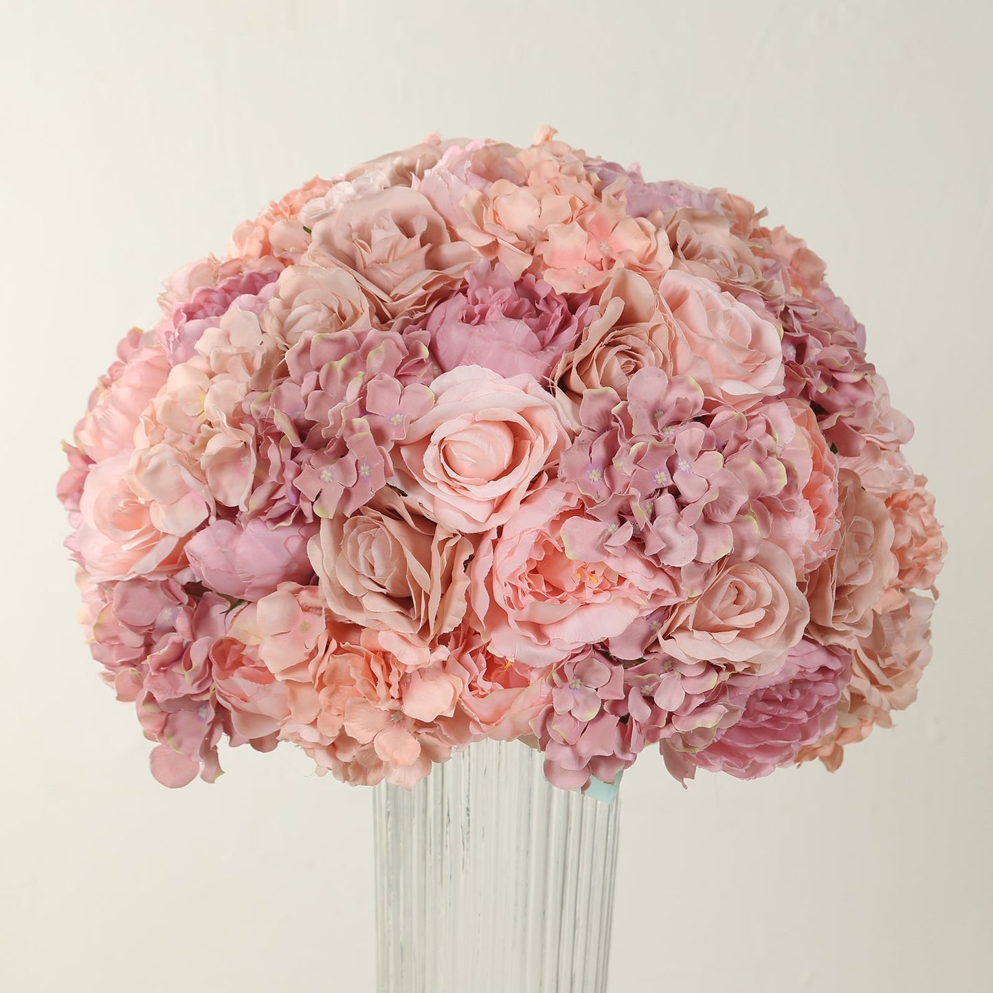 Pre-Arranged Silk Rose Wedding Centerpiece, Blush Artificial Rose Flower Balls Arrangement Table Decor - 20"
