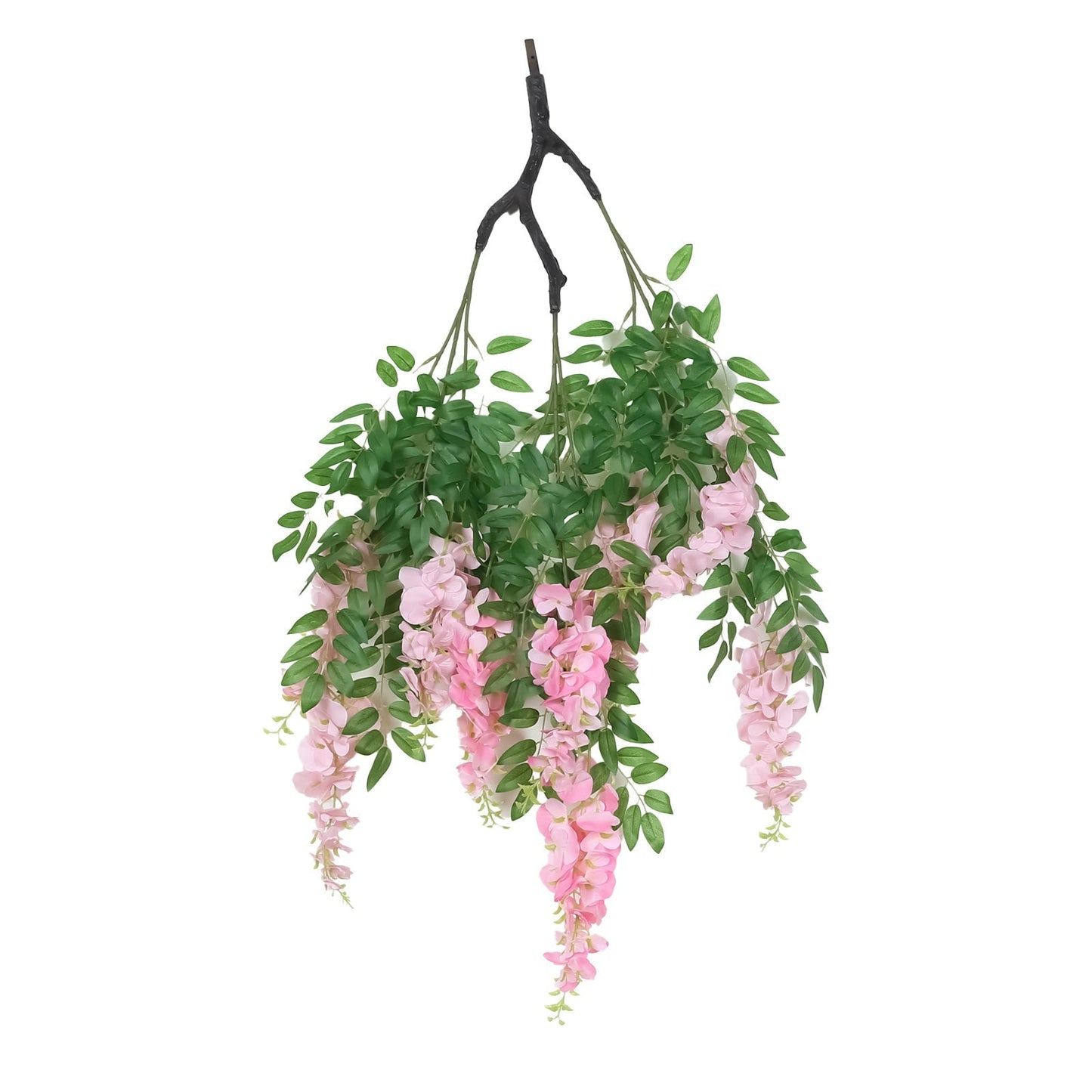 55" Artificial Silk Wisteria Vine Round Hanging Canopy Pink in & Dusty Rose, Draping Garland Flower Chandelier With Interchangeable Branches