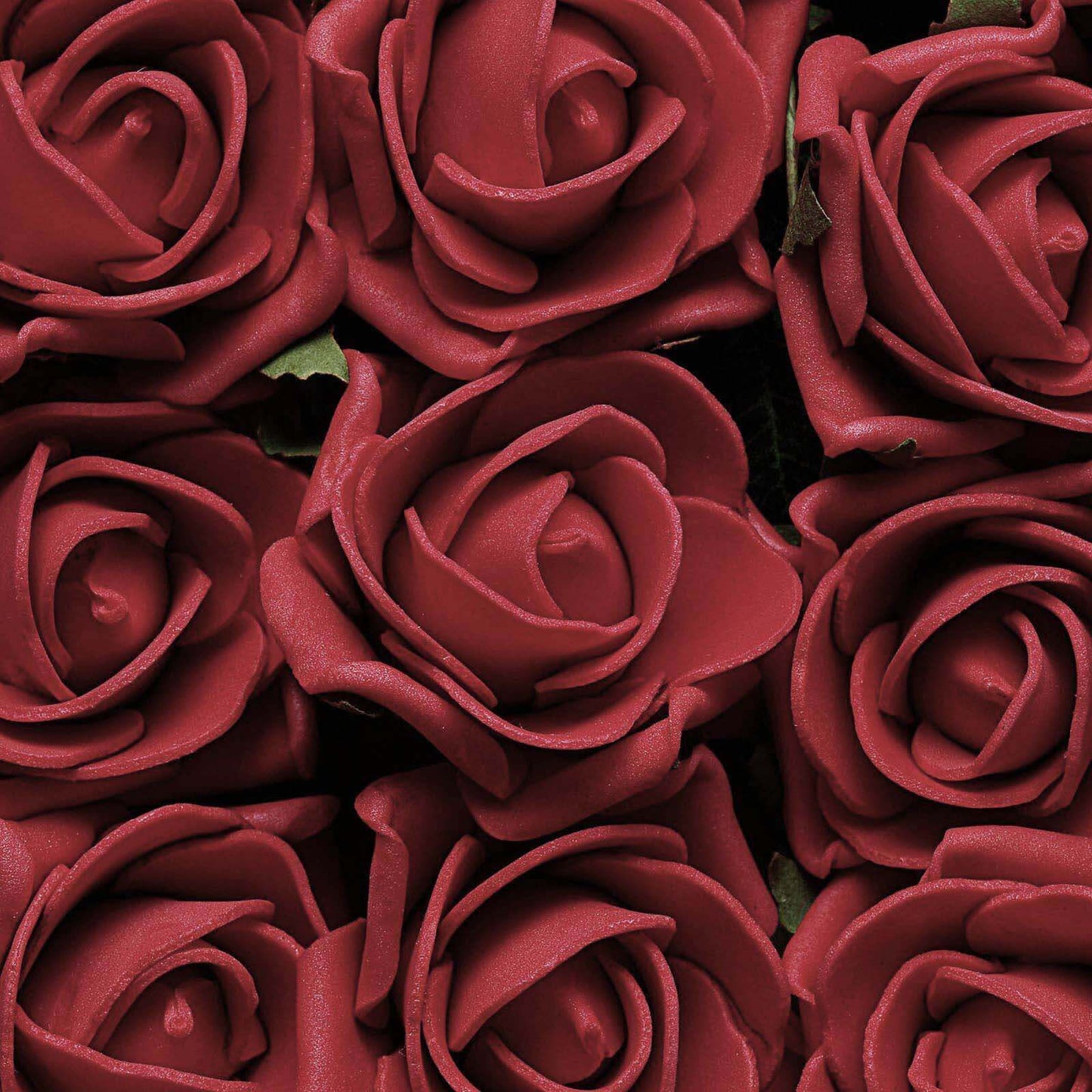 24 Roses 2" Red Artificial Foam Flowers With Stem Wire and Leaves