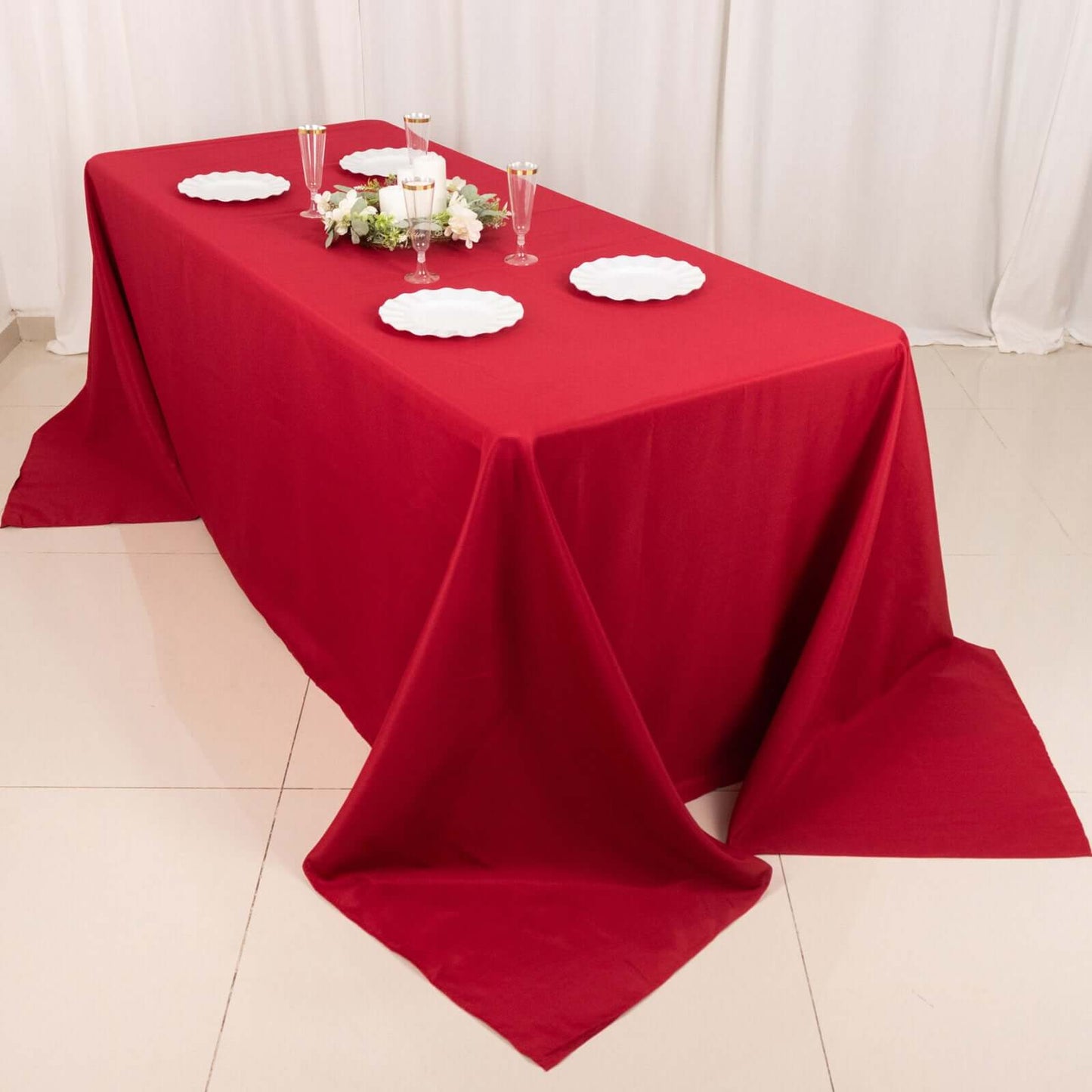 Polyester 90"x132" Rectangle Tablecloth Wine - Seamless Wrinkle-Resistant Table Cover
