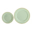 10-Pack Plastic 10" Round Dinner Plates in Sage Green with Gold Beaded Rim - Disposable Party Plates for Banquets & Festive Occasions