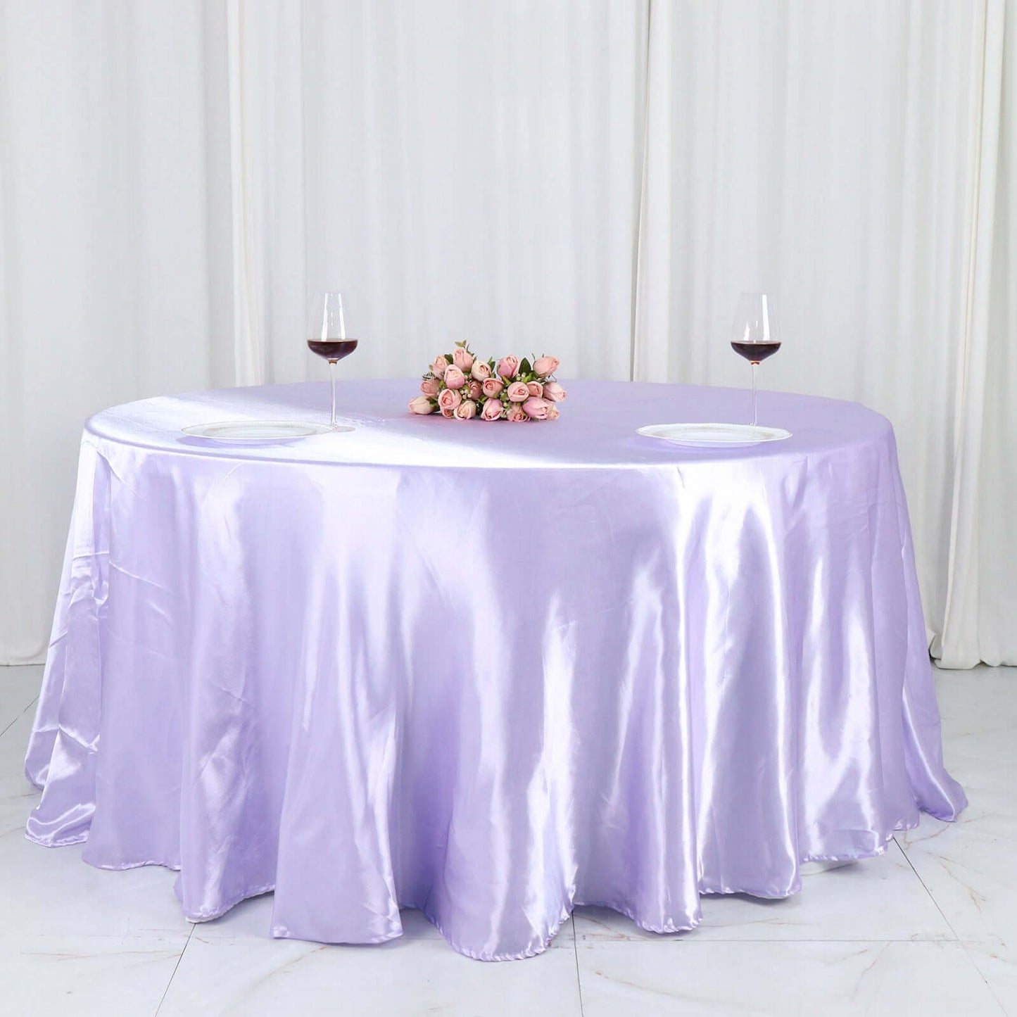 Satin 120" Round Tablecloth Lavender Lilac - Stylish Seamless Table Cover