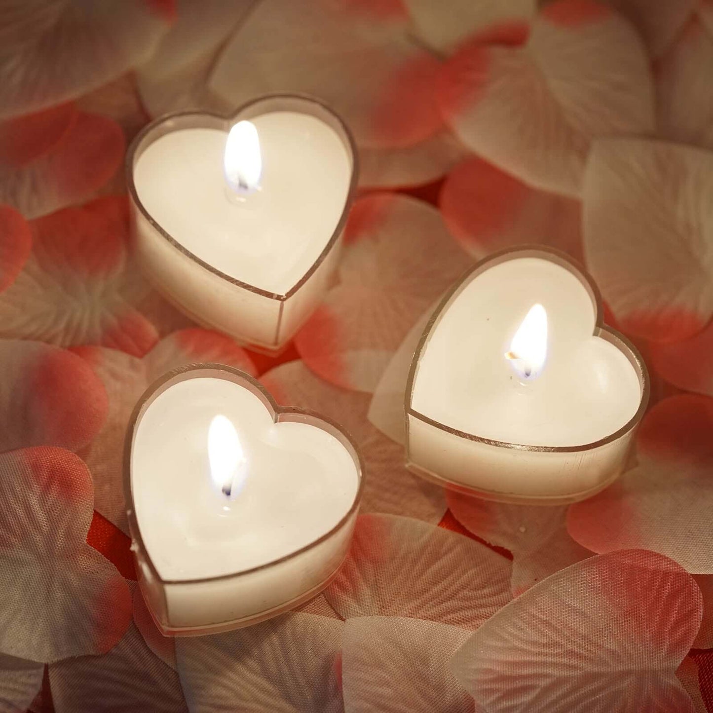 12-Pack Tealight Candles Heart Shaped Design White - Valentines Decor for Romantic Settings Mini