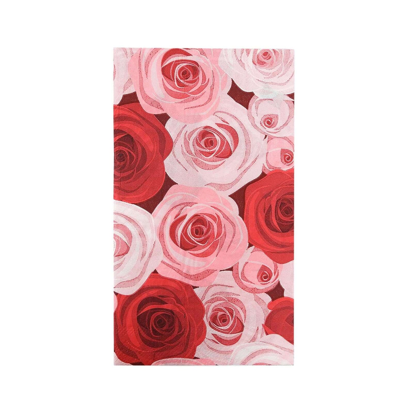 50-Pack Paper Dinner Napkins with Rose Floral Print Red/Pink 2 Ply - Stylish Boho Napkins for Events