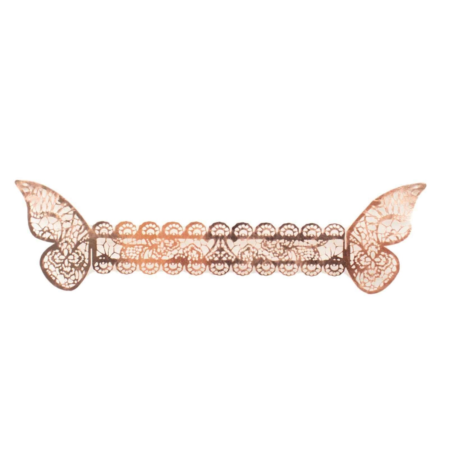 12-Pack Paper Napkin Rings Laser Cut Butterfly Metallic Rose Gold - Decorative Serviette Holders