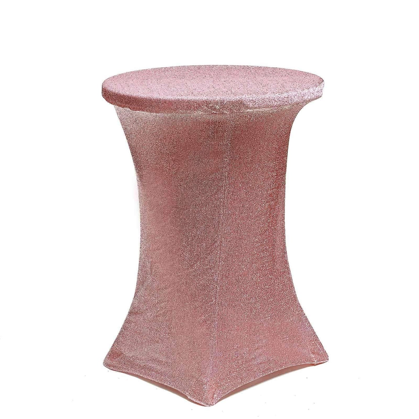 Metallic Spandex 36" Fitted Glitter Round Cocktail Table Cover Rose Gold - Stretch Fit for High Top Tables